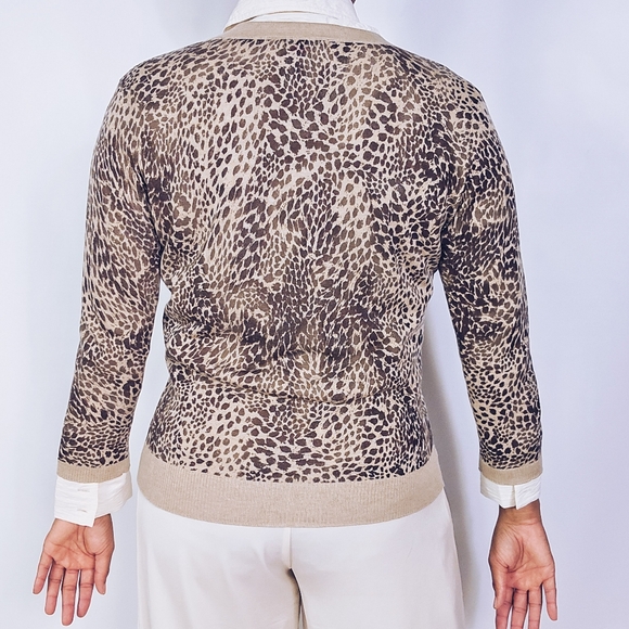 Talbots Cachmere Blend Leopard Cardigan - Picture 3 of 8